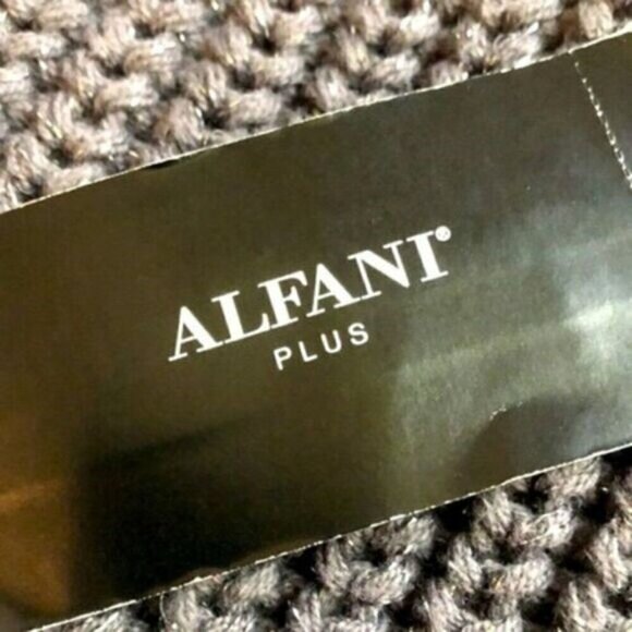 Alfani Pop of Grey Turtleneck Sweater Metallic Long Puff Sleeve Chunky 1X NEW - Picture 12 of 12